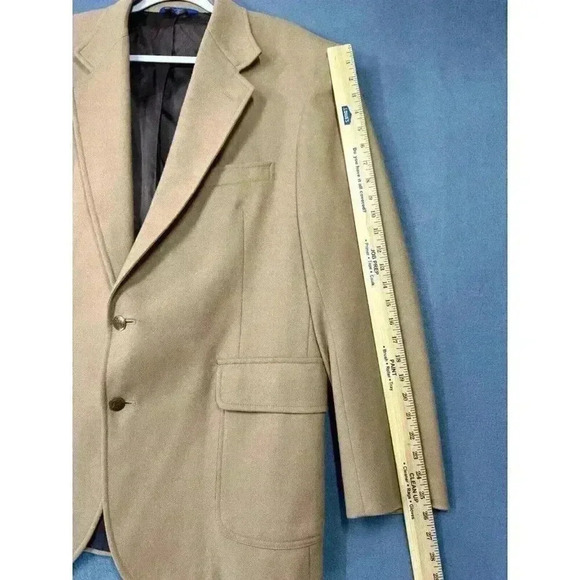 Pendleton Wool Blazer Jacket Size 44 Long Sportcoat Khaki Tan Gold 2 Button EUC - Picture 11 of 12